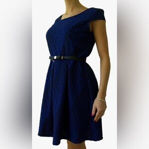 Iz Byer Novelty Burgundy knit Fit-and-Flare Dress